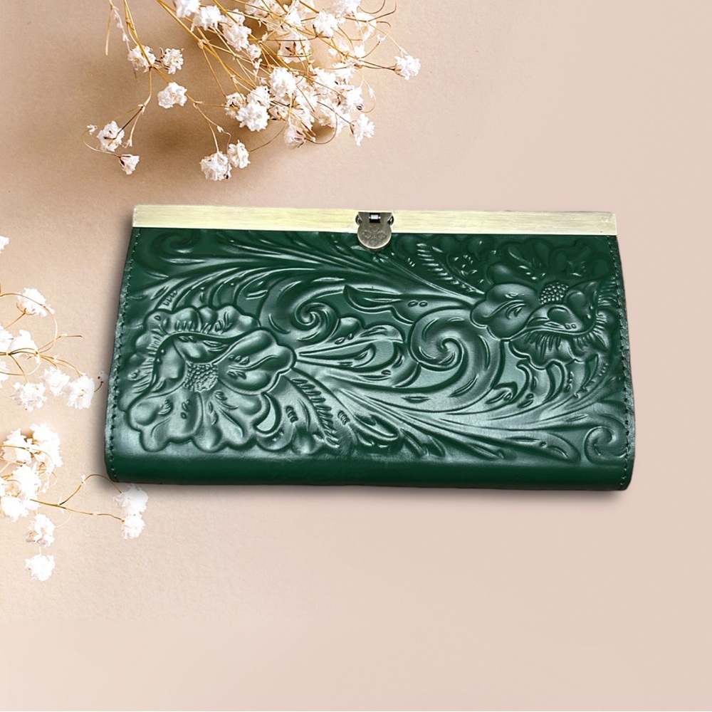Patricia Nash Cauchy Wallet/Clutch, Tooled Leather~SoftGreen~P329244~MSRP$119